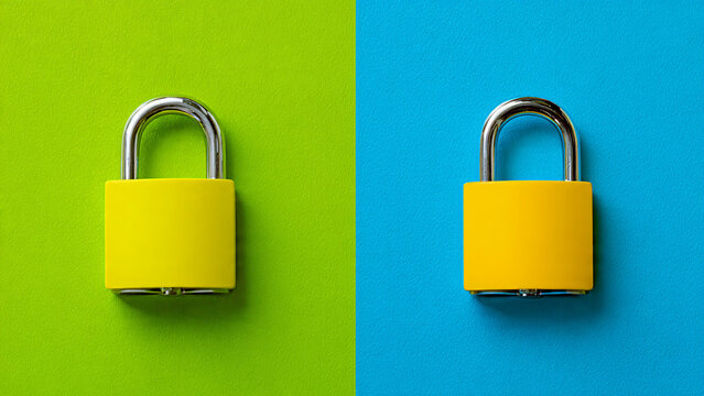 Deux cadenas en m&eacute;tal ferm&eacute;s