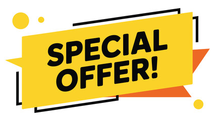 Fototapeta premium special offer banner with bold typography, modern sale promotion label, colorful discount tag design for marketing and advertising concept