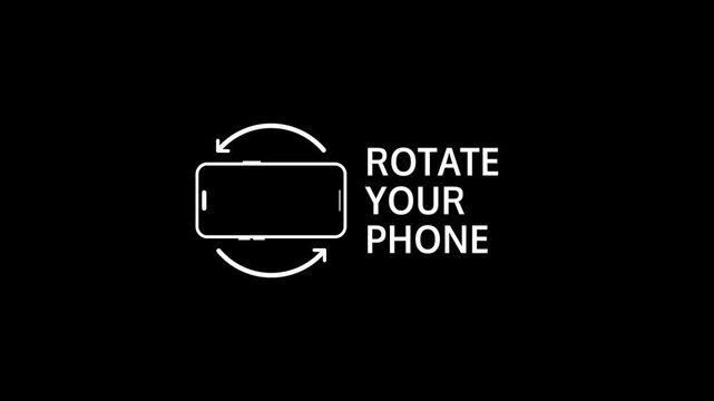 Rotate Your Phone Animation Video 4k. animation of rotate your phone on black background