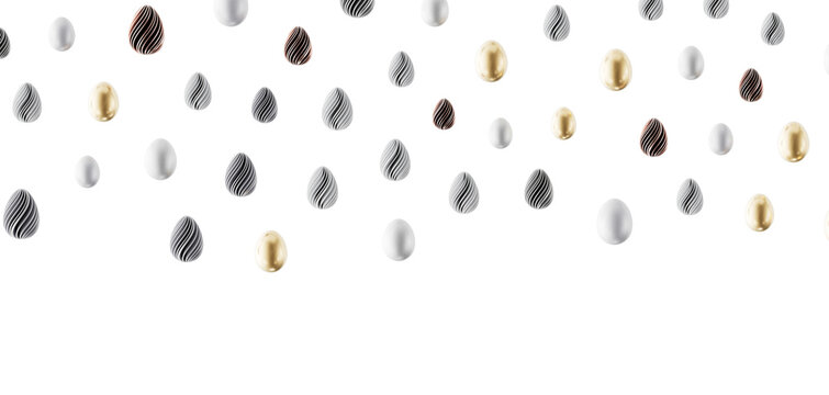 Abstract Easter egg pattern on a white backdrop, perfect for holidays, spring, and modern design. Great for backgrounds
