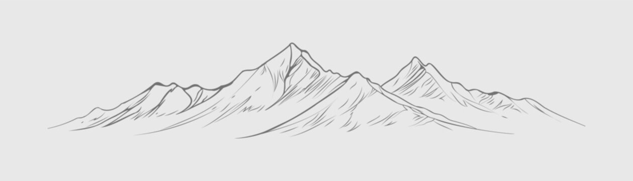 Annapurna mountain range continuous line ridge drawing minimal Himalayan vector Nepal