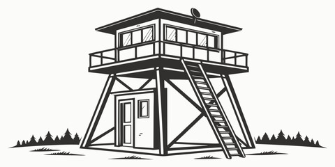 A tall tower with a ladder and a balcony © Hf