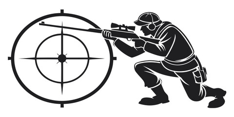 A man aiming a rifle at a target