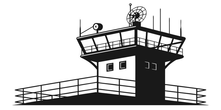 Control tower with satellite dish and antennas