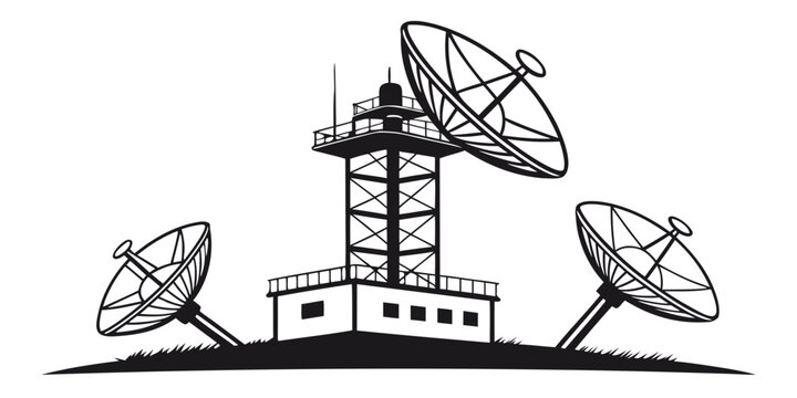 Satellite dishes on a tower