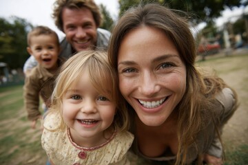 Fototapeta premium Parents and Kids Playing in Park