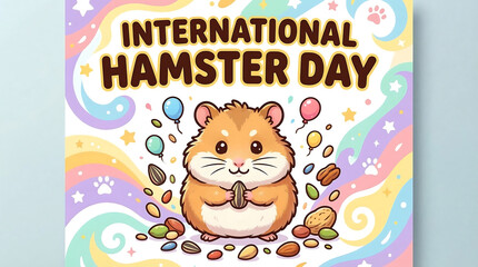 Fototapeta premium Hamster Day ,Cute Hamster Celebrating International Hamster Day with Treats