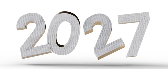 Visualize the future with a captivating 3D render of the year 2027. Perfect for new year greetings, futuristic design a © vegefox.com