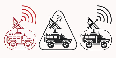 A jeep with a satellite dish on top © Rabbi