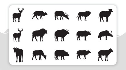Fototapeta premium Collection of enormous animal silhouettes diverse wildlife species in stylized forms, perfect for educational materials, design projects, and nature-themed graphics