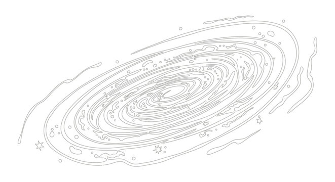 Abstract Spiral Galaxy Outline on White Background