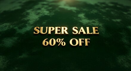 Obraz premium Elegant 3D Gold Super Sale 60 Percent Off on Luxury Green Velvet