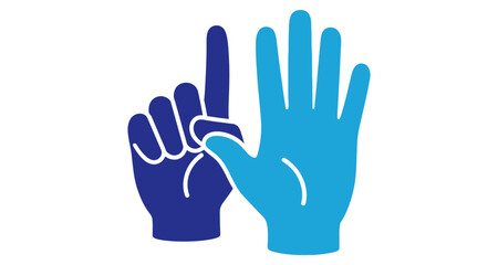 Obraz premium Counting Fingers Hand Gestures Showing One and Four Fingers Up