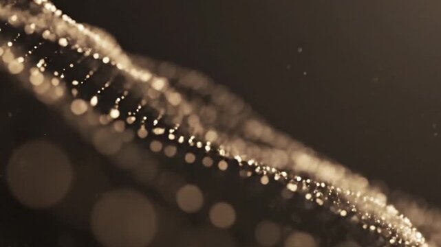 Title:

A Sophisticated Dark Bronze and Sepia Gold Abstract Wave Network made of Glowing Particle Dots with Luxurious Deep Bokeh and Depth of Field for Digital and Technology Backgrounds
