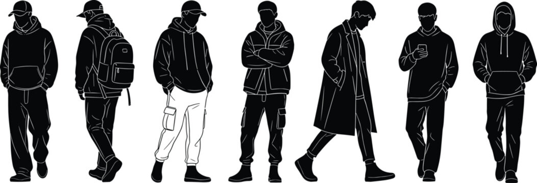 Vector collection of black kangaroo silhouettes featuring wild animals in jumping sequence and digital disintegration pixel effect isolated on white background for creative design