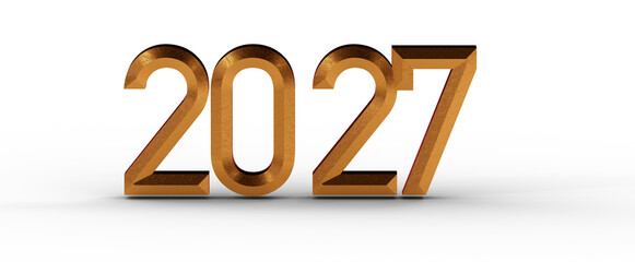 Illustration of the number 2027 in gold, perfect for new year greetings, future concepts, and business forecasts. Ideal © vegefox.com