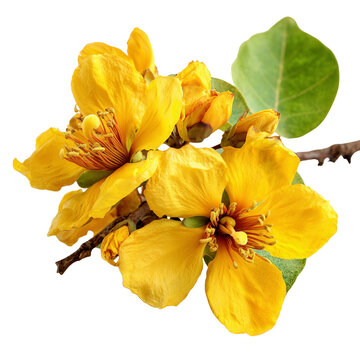 bright yellow ochna flower on transparent png background