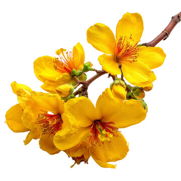 bright yellow ochna flower on transparent png background