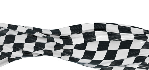 Obraz premium Dynamic image of a checkered flag waving in the wind. Symbol of racing, speed, victory and competition. Great for motors