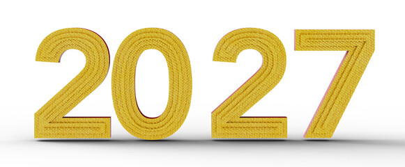 3D render of the year 2027 in a golden textured style, perfect for use in New Year's greetings, calendars, and future p © vegefox.com