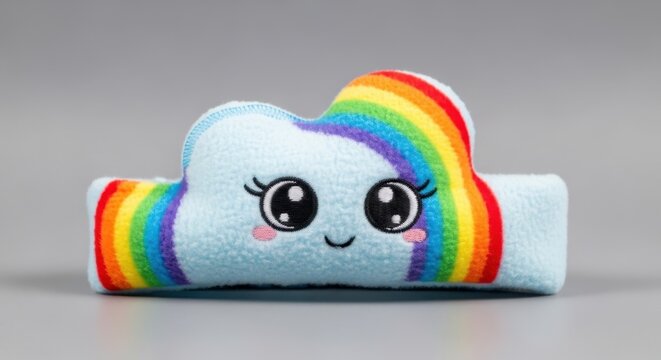 Cute cloud shaped toy with rainbow and smiling face