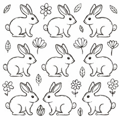 Fototapeta premium Elegante Osterhasen-Silhouetten im Set