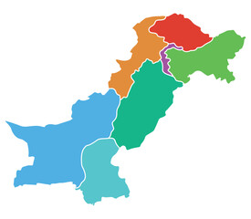 Fototapeta premium Detailed Simple Colourful Pakistan Map