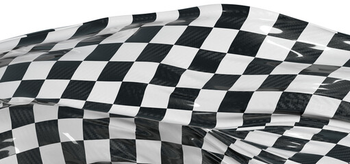 Obraz premium Black and white checkered flag waving. Symbol of speed, competition, and victory. Used for racing events, sports, and fi