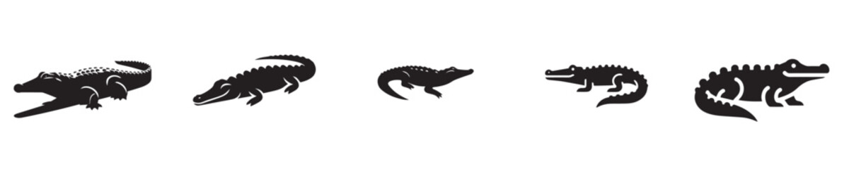 Fototapeta premium crocodile vector with silhouette style