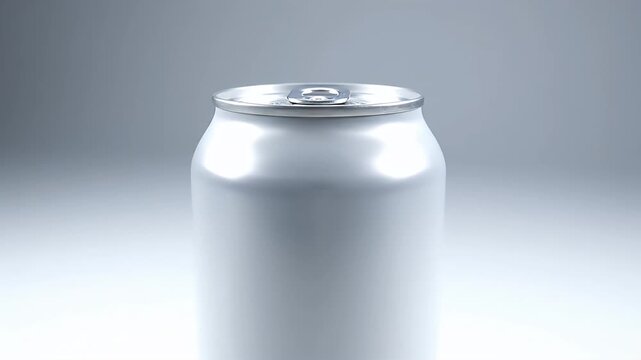 White unbranded aluminum beverage can on clean gray background