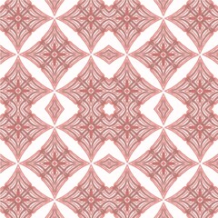 Fototapeta premium Dusty rose ikat embroidery seamless pattern with hand-drawn brush stroke motifs.