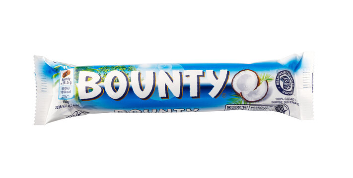 Bounty chocolate bar on transparent background