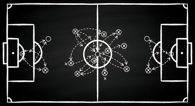 Soccer tactics board with player movement strategy