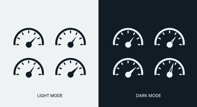 Minimalist speedometer or gauge icons in a clean flat design.