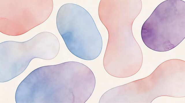 Soft pastel abstract organic shapes in watercolor style, gentle gradients of pink, blue, and lavender on cream background &mdash; minimalist decorative pattern for design, branding, or wellness themes