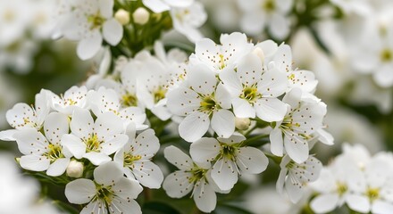 Obraz premium A close-up view of a blooming white flower with green leaves and stems