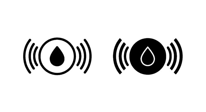 Vector illustration of water leak sensor icon set, liquid detection alarm symbol