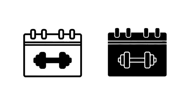 Vector illustration of fitness calendar icon set, gym schedule symbol, workout plan vector
