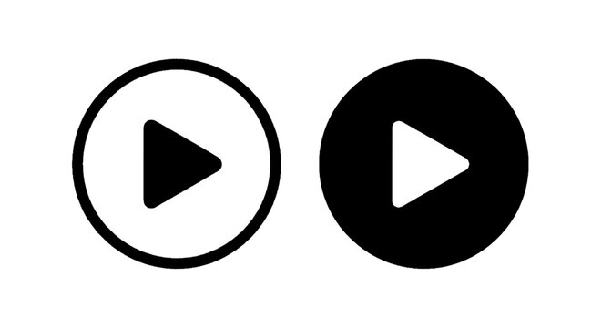 Vector illustration of play button icon set, media player sign, vector illustration