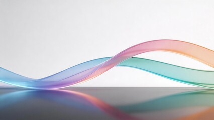 Naklejka premium Colorful flowing ribbon on reflective surface