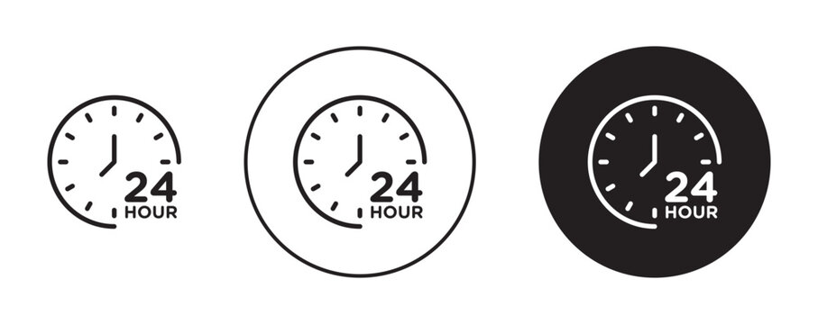 Twenty four hours icon in flat style. Basic vector symbol illustration