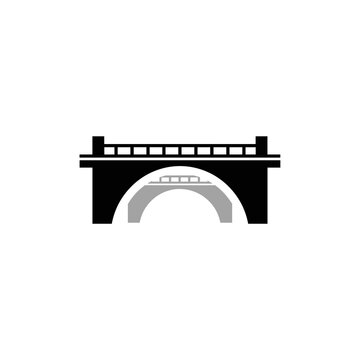 Simple bold black bridge icon for roadway signage