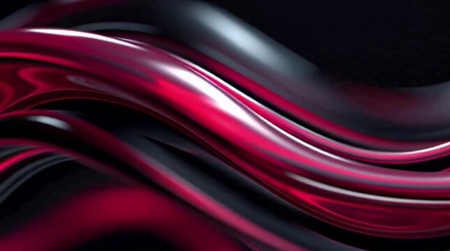 Abstract Glossy Red and Black Flowing Liquid Waves Background