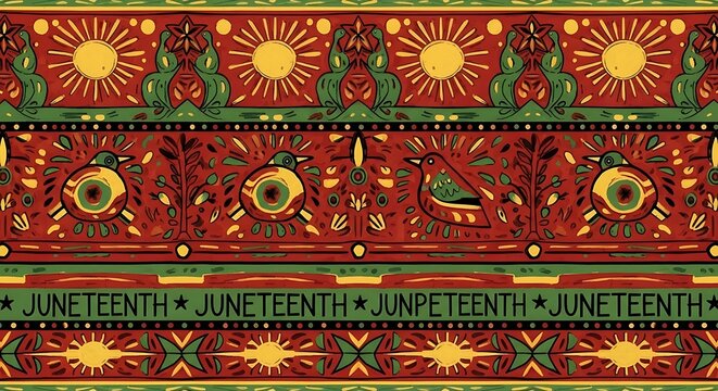 Juneteenth Celebration Patterned Border Design.