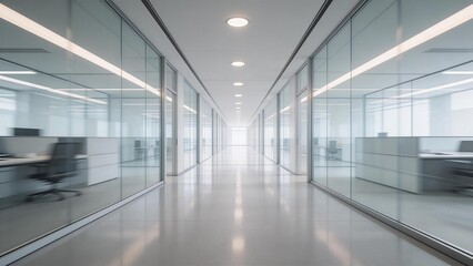 Obraz premium Modern office corridor with glass walls