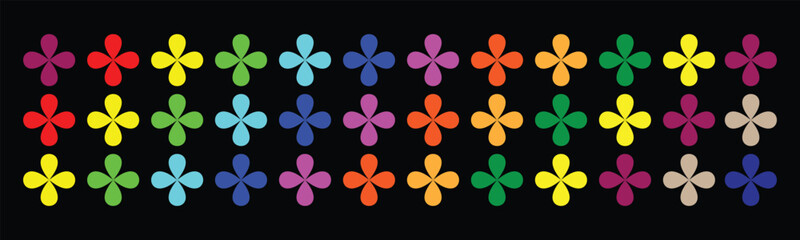 Vibrant fleur de lis patterns in multiple colors on black background © Sohel
