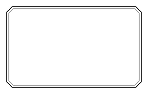 Minimal Geometric Cut Corner Rectangle Border Frame Black Outline Isolated on Transparent Background PNG