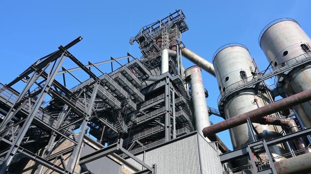 Le Fonds Belval Esch sur Alzette, center of the Luxembourg iron and steel industry, smelting works and blast furnace mixed with modern architecture