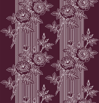 Rose line art pattern design