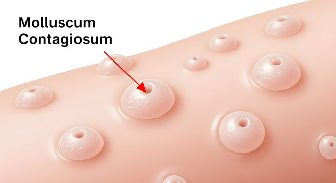 Molluscum contagiosum viral skin infection with characteristic lesions